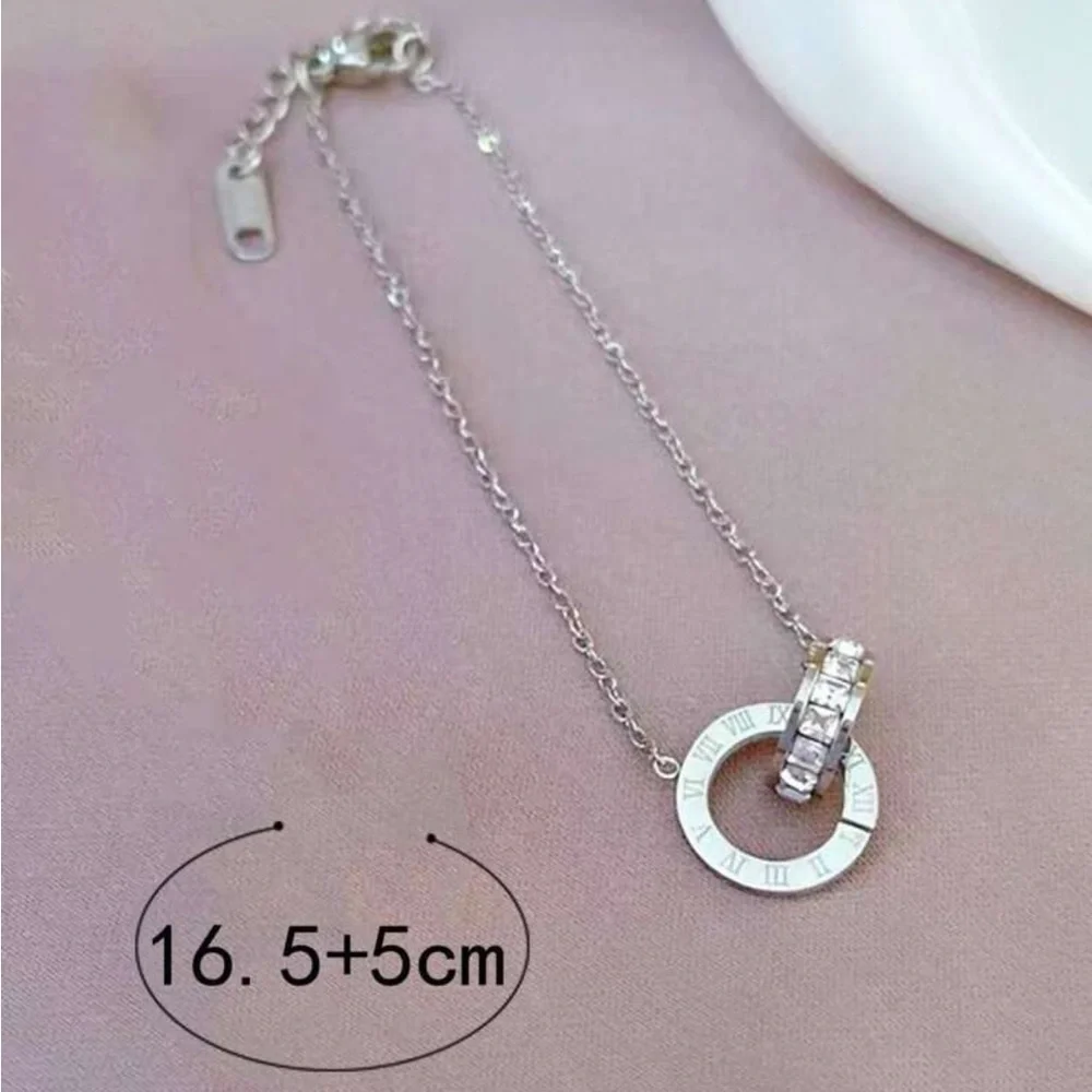 Elegant Stainless Steel Chic & Trendy,  Silver Bracelet with Roman Numeral Charm - Picture 2 of 3